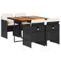 Preview: 5-tlg. Garten-Essgruppe mit Kissen Schwarz Poly Rattan