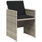 Preview: 11-tlg. Garten-Essgruppe mit Kissen Hellgrau Poly Rattan