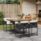 Preview: ARDEBO.de - 5-tlg. Garten-Essgruppe mit Kissen Schwarz Poly Rattan
