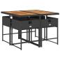 Preview: 5-tlg. Garten-Essgruppe mit Kissen Schwarz Poly Rattan