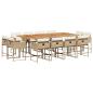 Preview: 13-tlg. Garten-Essgruppe mit Kissen Beige Poly Rattan