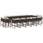 Preview: 15-tlg. Garten-Essgruppe mit Kissen Braun Poly Rattan