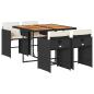 Preview: 5-tlg. Garten-Essgruppe mit Kissen Schwarz Poly Rattan