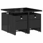 Preview: 9-tlg. Garten-Essgruppe mit Kissen Schwarz Poly Rattan