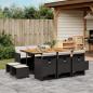Preview: ARDEBO.de - 11-tlg. Garten-Essgruppe mit Kissen Schwarz Poly Rattan