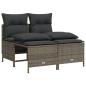 Preview: 4-tlg. Garten-Sofagarnitur mit Kissen Grau Poly Rattan