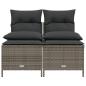Preview: 4-tlg. Garten-Sofagarnitur mit Kissen Grau Poly Rattan