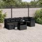 Preview: ARDEBO.de - 8-tlg. Garten-Sofagarnitur mit Kissen Schwarz Poly Rattan