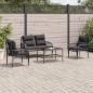 Preview: ARDEBO.de - 4-tlg. Garten-Sofagarnitur mit Kissen Schwarz Poly Rattan