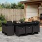 Preview: ARDEBO.de - 11-tlg. Garten-Essgruppe mit Kissen Schwarz Poly Rattan