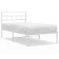 Preview: Metallbett ohne Matratze mit Kopfteil Weiß 75x190 cm