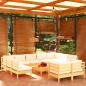 Preview: ARDEBO.de - 12-tlg. Garten-Lounge-Set mit Creme Kissen Massivholz Kiefer