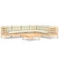 Preview: 7-tlg. Garten-Lounge-Set mit Creme Kissen Massivholz Kiefer