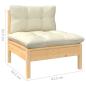 Preview: 7-tlg. Garten-Lounge-Set mit Creme Kissen Massivholz Kiefer