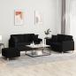 Preview: ARDEBO.de - 3-tlg. Sofagarnitur mit Kissen Schwarz Stoff