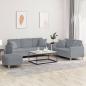Preview: ARDEBO.de - 3-tlg. Sofagarnitur mit Kissen Hellgrau Stoff