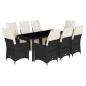 Preview: 9-tlg. Garten-Essgruppe mit Kissen Schwarz Poly Rattan