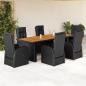 Preview: ARDEBO.de - 7-tlg. Garten-Essgruppe mit Kissen Schwarz Poly Rattan