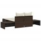Preview: Doppel-Sonnenliege mit Auflagen Braun Poly Rattan