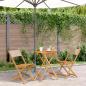 Preview: ARDEBO.de - 3-tlg. Bistro-Set Taupe Stoff und Massivholz