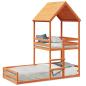 Preview: Etagenbett mit Dach Wachsbraun 90x190 cm Massivholz Kiefer