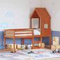 Preview: ARDEBO.de - Hochbett mit Dach Wachsbraun 90x200 cm Massivholz Kiefer
