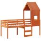 Preview: Hochbett mit Dach Wachsbraun 90x200 cm Massivholz Kiefer