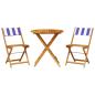 Preview: 3-tlg. Bistro-Set Blau und Weiß Stoff und Massivholz
