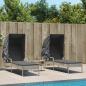 Preview: ARDEBO.de - Sonnenliegen 2 Stk. mit Dach und Tisch Hellgrau Poly Rattan