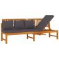 Preview: Tagesbett mit Grauen Kissen 200x60x75 cm Massivholz Akazie