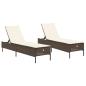 Preview: Sonnenliegen mit Auflagen 2 Stk. Braun Poly Rattan