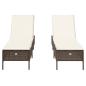 Preview: Sonnenliegen mit Auflagen 2 Stk. Braun Poly Rattan