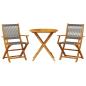 Preview: 3-tlg. Bistro-Set Grau Polypropylen und Massivholz