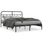 Preview: Bettgestell mit Kopfteil Metall Schwarz 150x200 cm