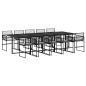 Preview: 11-tlg. Garten-Essgruppe mit Kissen Schwarz Poly Rattan