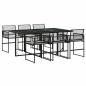 Preview: 7-tlg. Garten-Essgruppe mit Kissen Schwarz Poly Rattan