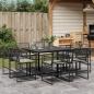 Preview: ARDEBO.de - 9-tlg. Garten-Essgruppe mit Kissen Schwarz Poly Rattan