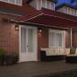Preview: Markise Manuell mit LEDs Weinrot 500x300 cm