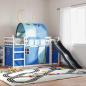 Preview: ARDEBO.de - Etagenbett mit Rutsche und Gardinen Blau 90x200 cm