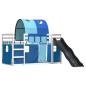 Preview: Etagenbett mit Rutsche und Gardinen Blau 90x200 cm