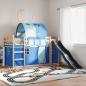 Preview: ARDEBO.de - Etagenbett mit Rutsche und Gardinen Blau 80x200 cm
