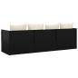 Preview: Outdoor-Loungebett mit Kissen Schwarz Poly Rattan