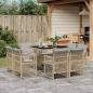 Preview: ARDEBO.de - 9-tlg. Garten-Essgruppe mit Kissen Beigemischung Poly Rattan