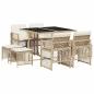 Preview: 9-tlg. Garten-Essgruppe mit Kissen Beige Poly Rattan