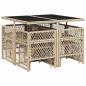 Preview: 9-tlg. Garten-Essgruppe mit Kissen Beige Poly Rattan