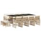 Preview: 13-tlg. Garten-Essgruppe mit Kissen Beige Poly Rattan