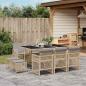 Preview: ARDEBO.de - 11-tlg. Garten-Essgruppe mit Kissen Beige Poly Rattan