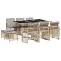 Preview: 11-tlg. Garten-Essgruppe mit Kissen Beige Poly Rattan
