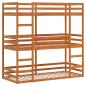 Preview: Dreifach-Etagenbett Wachsbraun 90x200 cm Massivholz Kiefer