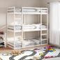 Preview: ARDEBO.de - Dreifach-Etagenbett Weiß 75x190 cm Massivholz Kiefer